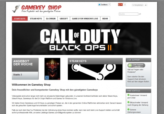 Deutsche-Politik-News.de | Screenshot Gamekey-Shop