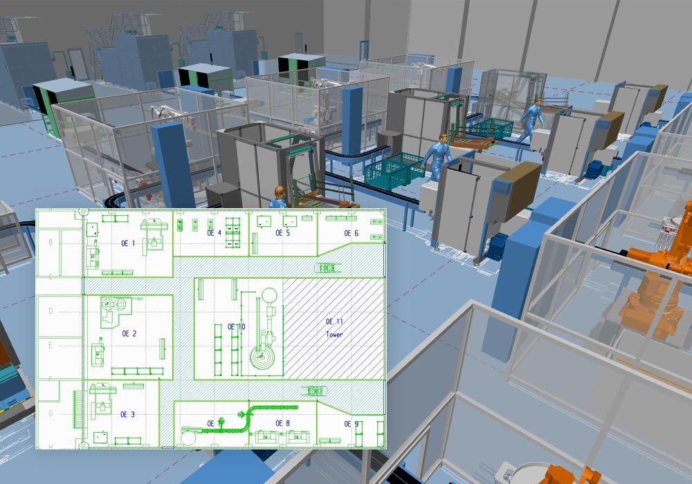 Fabrik in 2D entwerfen und automatisch 3D Aufstellplne erhalten 