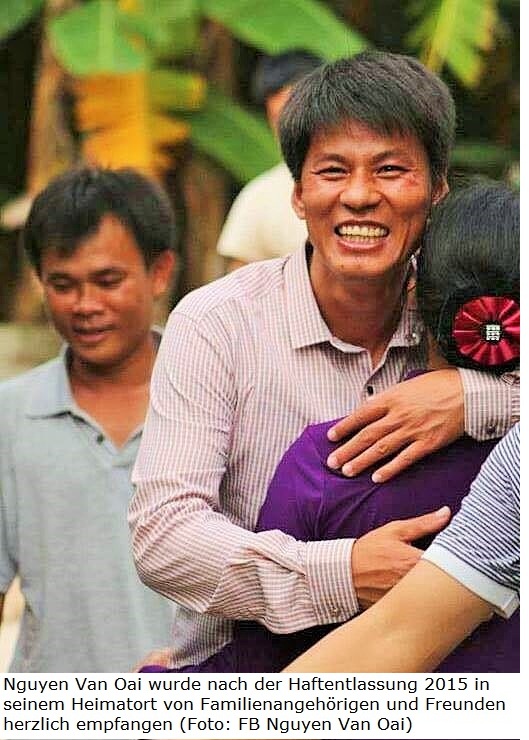 Nguyen Van Oai wurde nach der Haftentlassung 2015 in seinem Heimatort von Familienangehrigen und Freunden herzlich empfangen (Foto: FB Nguyen Van Oai)